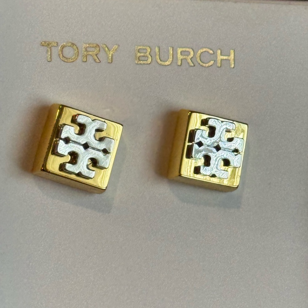 Tory Burch Gold and Silver Stud Earrings. NWT